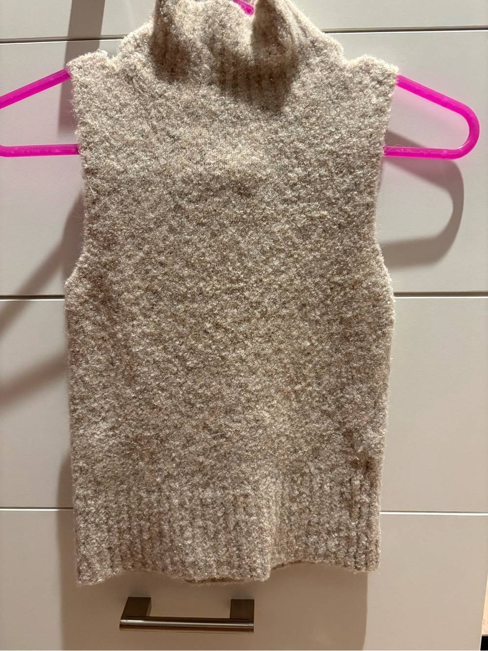 Sleeveless cropped Turtleneck Knit Sweater Vest in Oatmeal